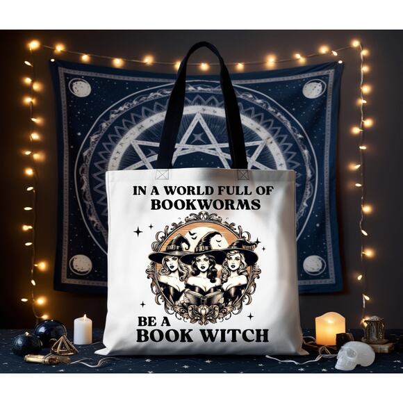 Large Witchy Tote Bag for Readers, Book Lovers, Bibliophiles - Picture 2 of 2